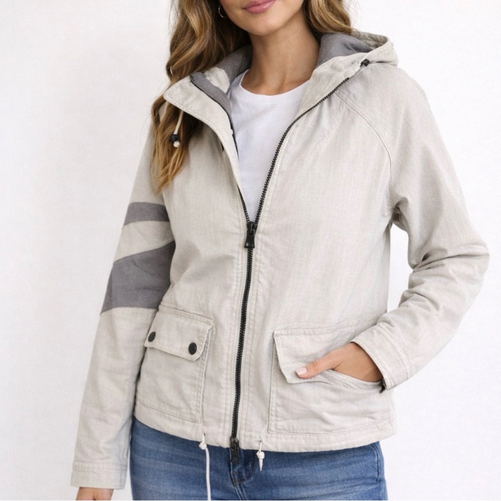 Able Jeans Utility Hooded Boyfriend Jacket XS Neutral